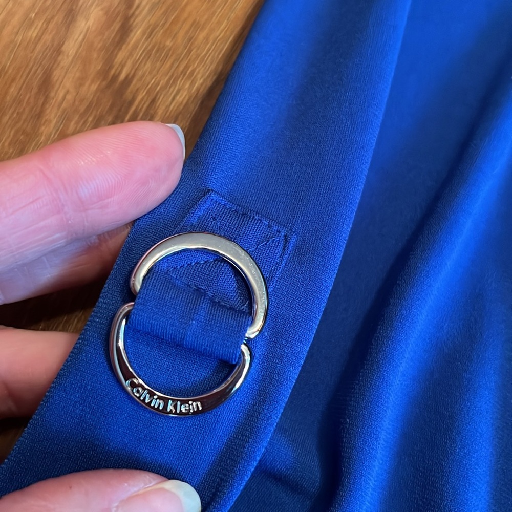 EUC Calvin Klein royal blue dressy top with silver hardware - Picture 3 of 13